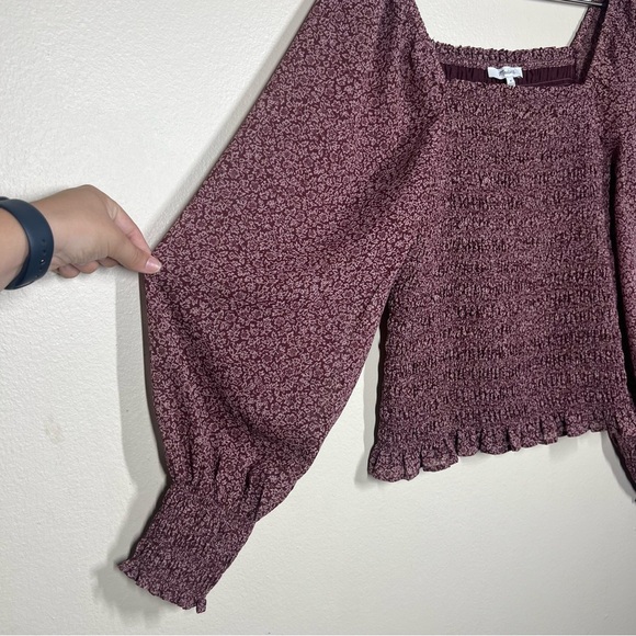 Madewell Womens Lucie Bubble-Sleeve Smocked Top in Cottage Garden Size Medium - Picture 4 of 10